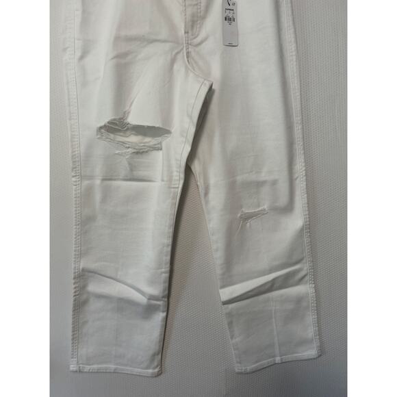 Express Women's White Distressed High Rise Straight Ankle Jeans Size 14 - Picture 3 of 9